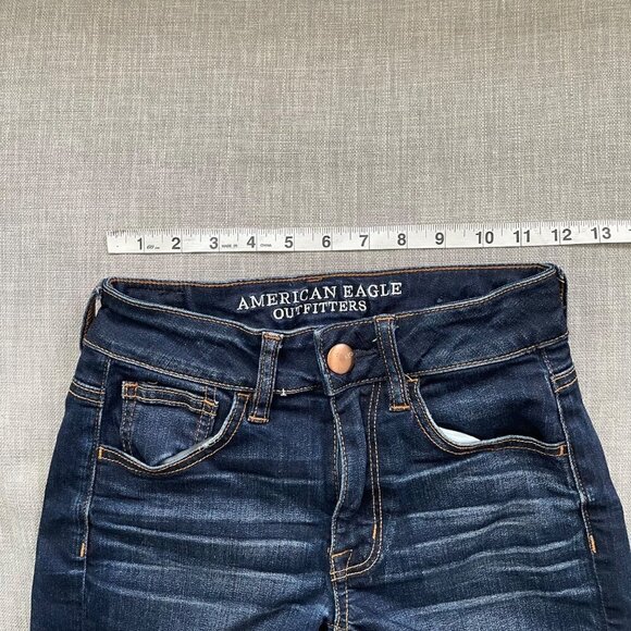 American Eagle Hi-Rise Shortie Jean Cutoff Shorts Women's Size 00 Stretch Denim - Picture 3 of 8